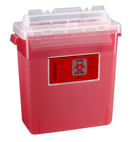 Sharps Container Bemis™ Sentinel 15 H X 13-7/8 L X 6-7/8 W Inch 3 Gallon Translucent Red Base / Translucent Lid Horizontal Entry Rotating Lid (1/EA 12/CS) by Bemis Health Care  ID 333-030